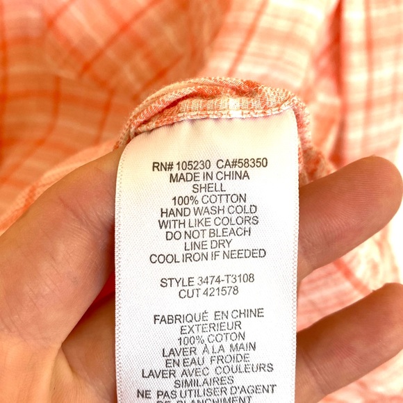 Joie Peach Plaid Button Down Top - Picture 6 of 6